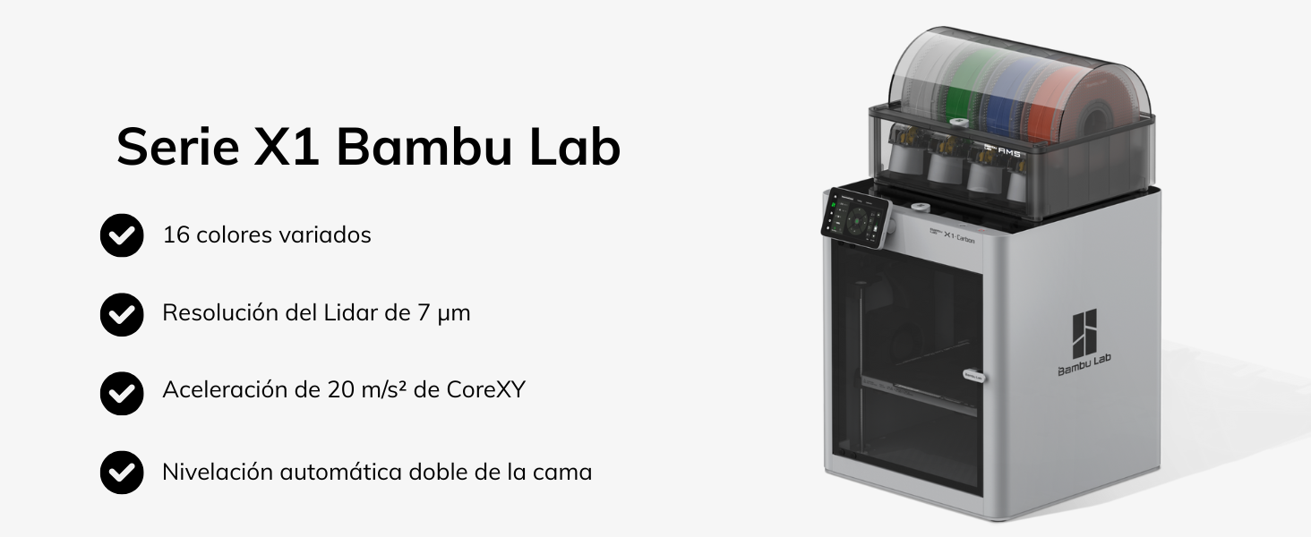 Bambu Lab X1 Carbon lleva la impresión 3D a un nuevo nivel, diseñada para superar las barreras entre los mundos digital y físico.